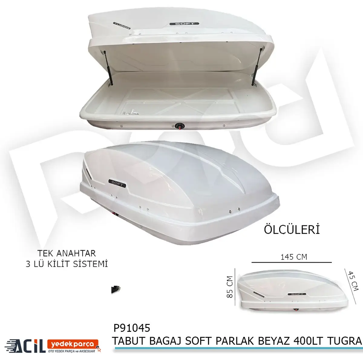 TABUT BAGAJ SOFT PARLAK BEYAZ 400LT TUGRA