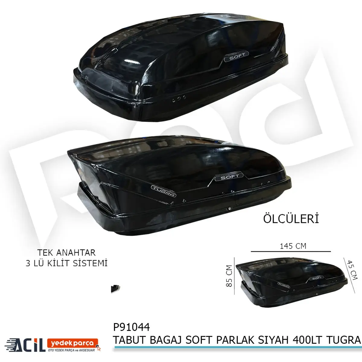 TABUT BAGAJ SOFT PARLAK SIYAH 400LT TUGRA